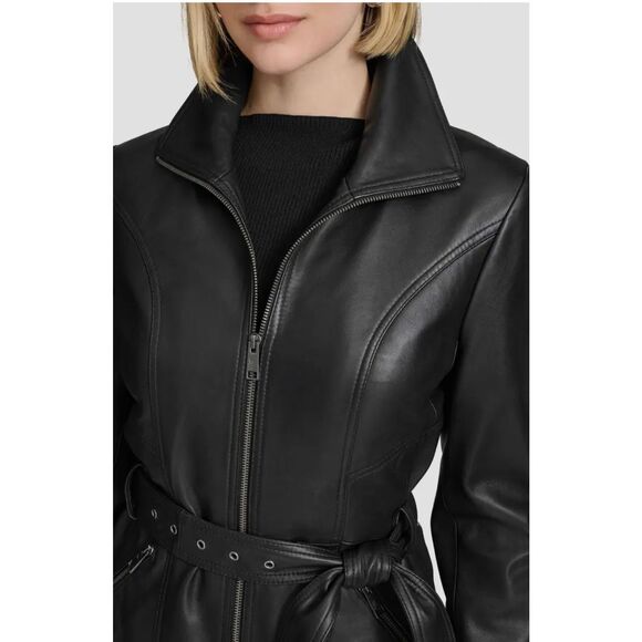 Andrew Marc New York Genuine Leather Belted Jacket – Size Medium – NEW - Picture 4 of 16